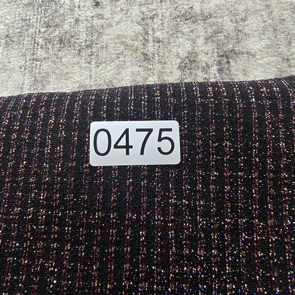 LOFT Sweater Womens Medium Black Rainbow Metallic Long Sleeve Square Neck Top - Picture 8 of 9